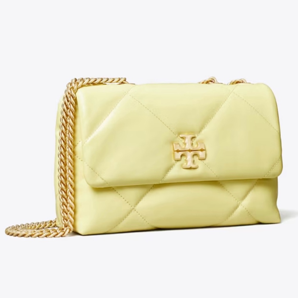 NWT Tory Burch Kira Diamond Quilt Small Shoulder Bag Convertible Frozen Zest